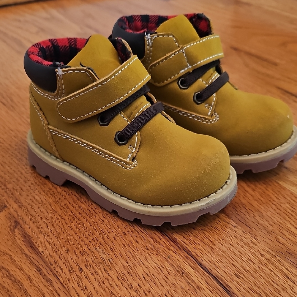 Garanimals Tan Kids Boots with Plaid Interior